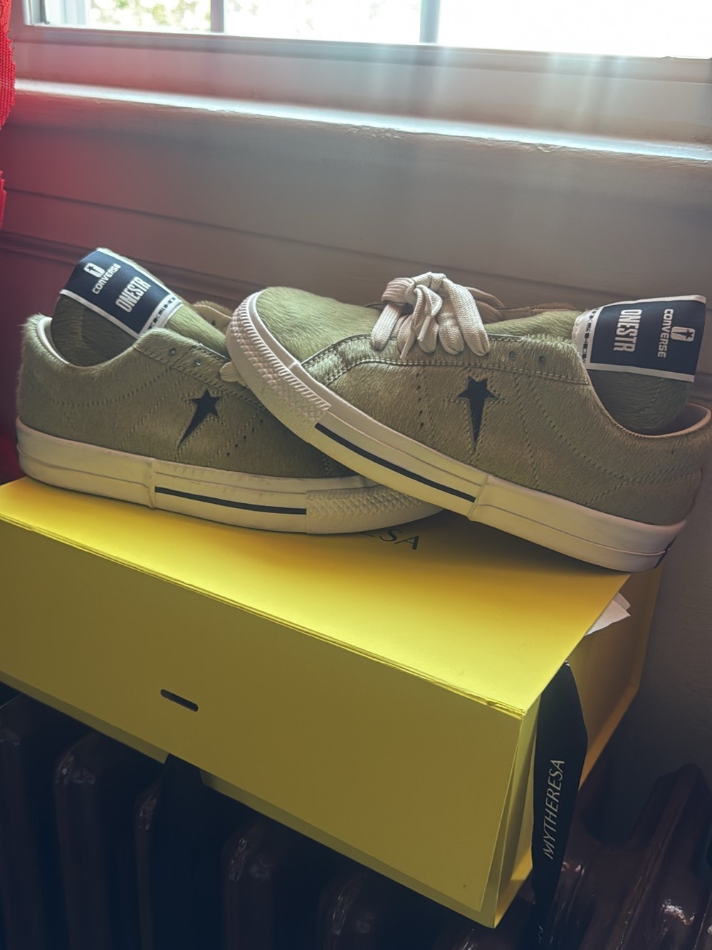 Converse One Star Low-Top Sneakers in Olive Green with White Soles